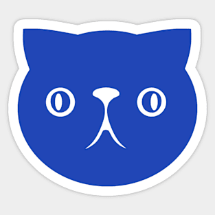 Persian cat's face. Derpy, cute chonk. Art in blue ink Sticker